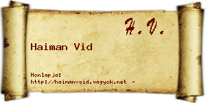 Haiman Vid névjegykártya